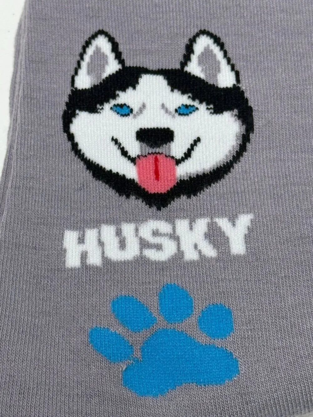 Husky Womens Crew Socks Gray Blue Dog Puppy Size 5-10 NWT